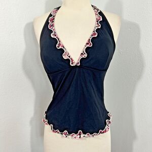 Profile‎ Tankini Top  Womens 10 Babydoll Ruffle Monaco Halter Swimsuit Beach